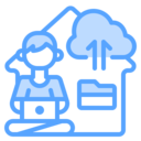 man,home,professions and jobs,laptop,cloud storage,working at home